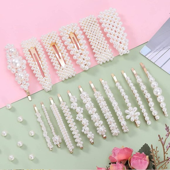 18 Pcs Pearl Hair Clips Large Hair Clips Pins Barrette Hair for Women Girls - Picture 5 of 7